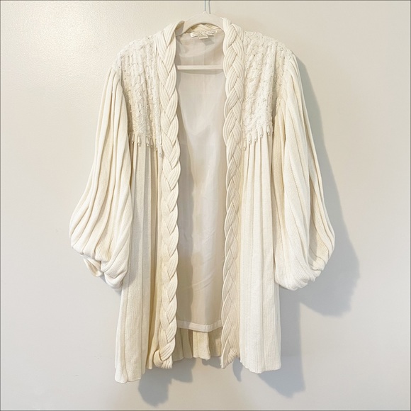 VTG 80sBishop Sleeve Pleated Knit Cardigan